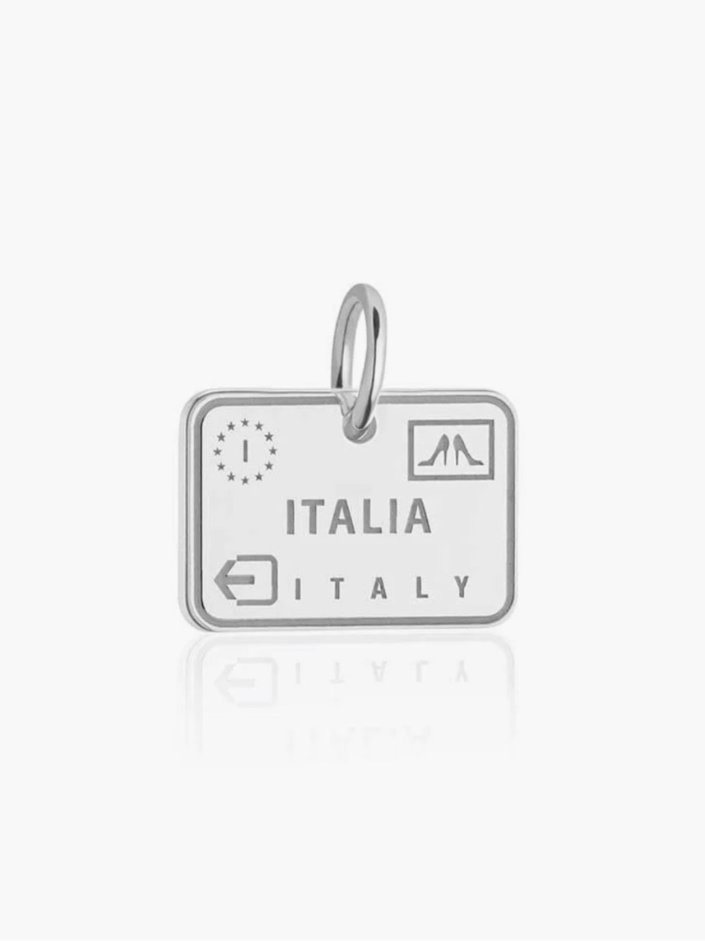 Jet Set Candy: Italia Silver Travel Tag Charm + necklace - Italy Pendant